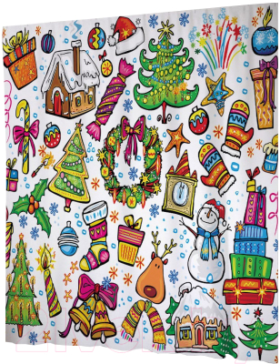 Шторка-занавеска для ванны JoyArty Радостная атмосфера / sc_20275 - фото