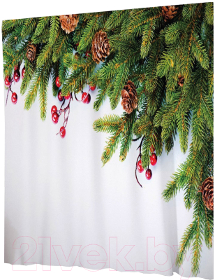 Шторка-занавеска для ванны JoyArty Елочные игрушки / sc_20292 - фото