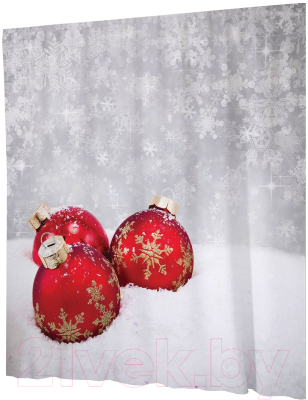 Шторка-занавеска для ванны JoyArty Заснеженные игрушки / sc_20293 - фото