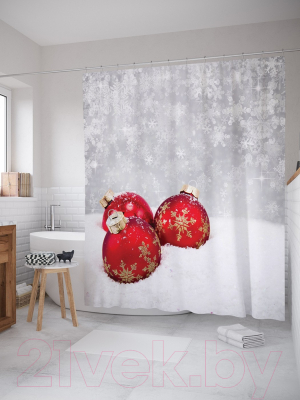 Шторка-занавеска для ванны JoyArty Заснеженные игрушки / sc_20293