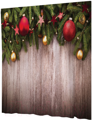 Шторка-занавеска для ванны JoyArty Рождественские шарики / sc_20296 - фото