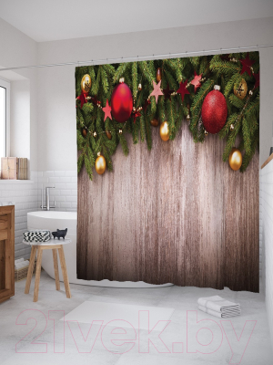 Шторка-занавеска для ванны JoyArty Рождественские шарики / sc_20296