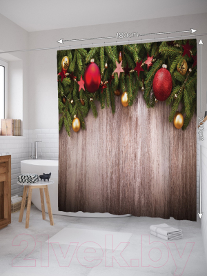 Шторка-занавеска для ванны JoyArty Рождественские шарики / sc_20296