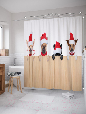 Шторка-занавеска для ванны JoyArty Веселые собачки / sc_20309