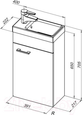 Тумба с умывальником Aquanet Нота 40 / 254037