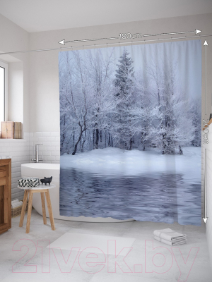 Шторка-занавеска для ванны JoyArty Речной холод / sc_21428