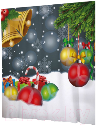 Шторка-занавеска для ванны JoyArty Шары в снегу / sc_21496 - фото