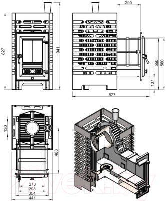 Печь-каменка Везувий Aston Шторм Long (чугун)