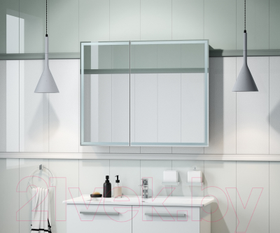 Шкаф с зеркалом для ванной Континент Allure Led 100х80 (с датчиком движения и розеткой)