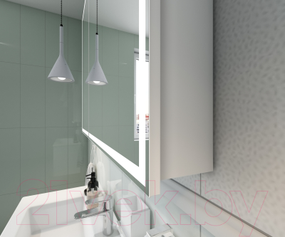 Шкаф с зеркалом для ванной Континент Allure Led 100х80 (с датчиком движения и розеткой)