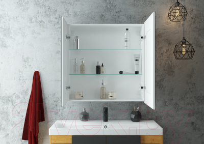 Шкаф с зеркалом для ванной Континент Allure Led 80х80 (с датчиком движения и розеткой)