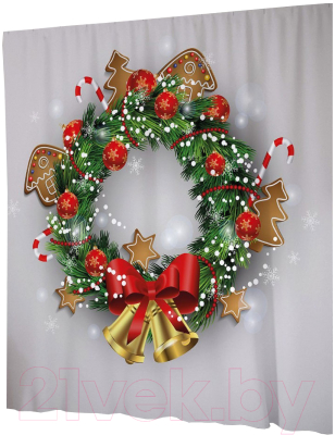 Шторка-занавеска для ванны JoyArty Колокольчики на венке / sc_21508 - фото