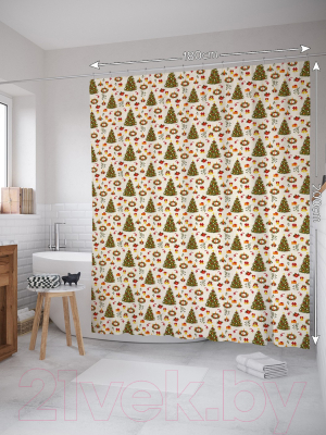 Шторка-занавеска для ванны JoyArty Новогодний лес / sc_37085