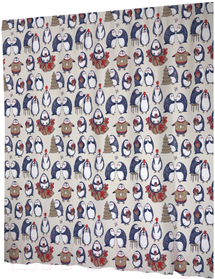 Шторка-занавеска для ванны JoyArty Рождественские пингвины / sc_37118 - фото