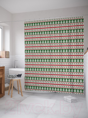 Шторка-занавеска для ванны JoyArty Новогодние полосы / sc_37156