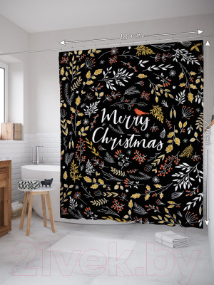 Шторка-занавеска для ванны JoyArty С Рождеством / sc_37167