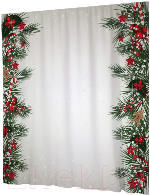 Шторка-занавеска для ванны JoyArty Двухстороннее рождественское оформление / sc_37171 - фото