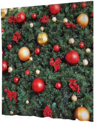 Шторка-занавеска для ванны JoyArty Елка в шарах / sc_380794 - фото