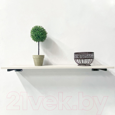 Полка Millwood Настенная с кронштейном 100x20 (дуб белый Craft/черный)