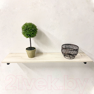 Полка Millwood Настенная с кронштейном 100x20 (дуб белый Craft/черный)