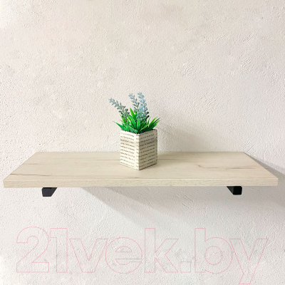 Полка Millwood Настенная с кронштейном 100x20 (дуб белый Craft/черный)