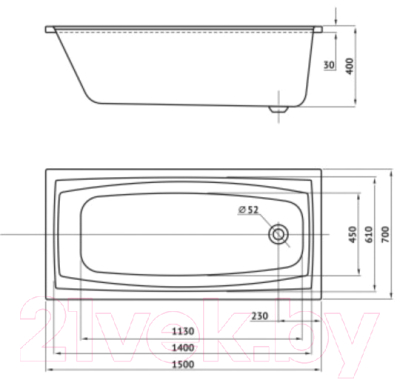 Ванна акриловая Berges Feya 150x70 / 050013 (c каркасом)