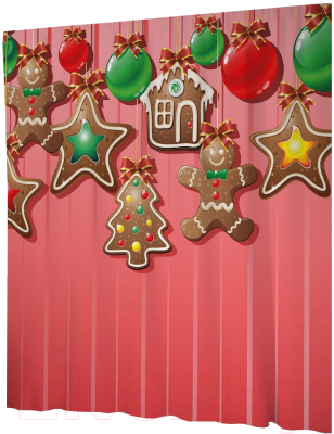 Шторка-занавеска для ванны JoyArty Подвесные сладости / sc_38340 - фото