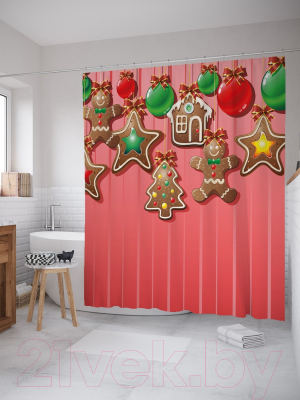 Шторка-занавеска для ванны JoyArty Подвесные сладости / sc_38340