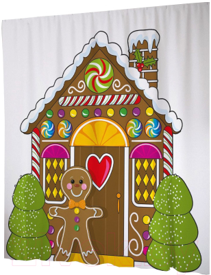 Шторка-занавеска для ванны JoyArty Пряничный дом / sc_38356 - фото