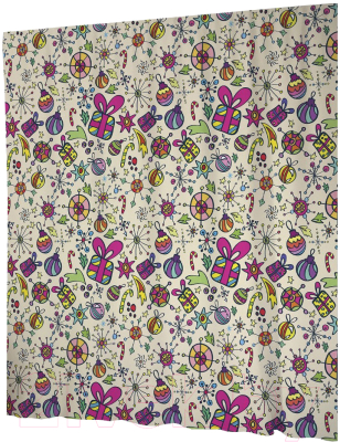 Шторка-занавеска для ванны JoyArty Цветные снежинки / sc_52593 - фото