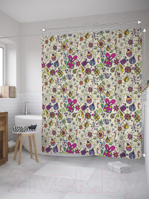 Шторка-занавеска для ванны JoyArty Цветные снежинки / sc_52593