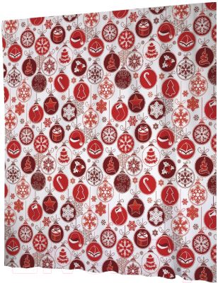 Шторка-занавеска для ванны JoyArty Новогодние шары / sc_52597 - фото