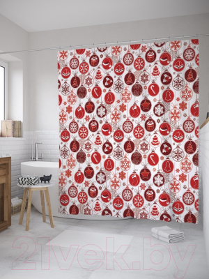 Шторка-занавеска для ванны JoyArty Новогодние шары / sc_52597