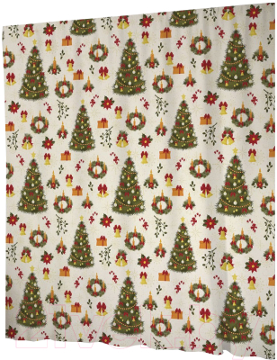 Шторка-занавеска для ванны JoyArty Рождественские ели / sc_52600 - фото