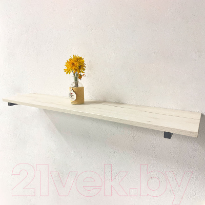 Полка Millwood Настенная с кронштейном 120x20 (дуб белый Craft/черный)
