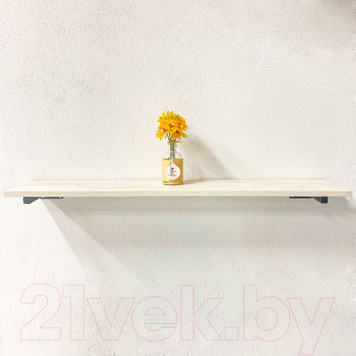 Полка Millwood Настенная с кронштейном 120x20 (дуб белый Craft/черный)