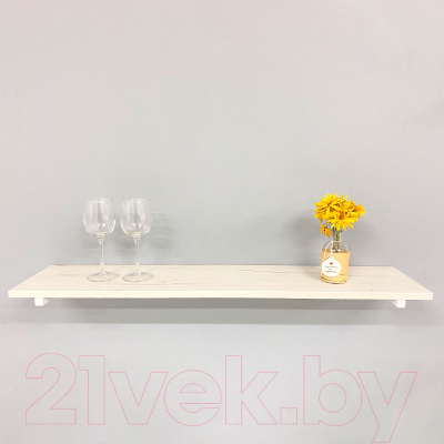 Полка Millwood Настенная с кронштейном 120x20 (дуб белый Craft/белый)