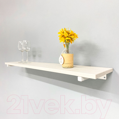 Полка Millwood Настенная с кронштейном 120x20 (дуб белый Craft/белый)