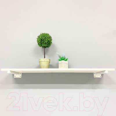 Полка Millwood Настенная с кронштейном 120x20 (дуб белый Craft/белый)