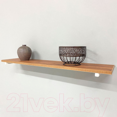 Полка Millwood Настенная с кронштейном 120x20 (дуб табачный Craft/белый)