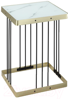 Журнальный столик Sheffilton SHT-CT16 (светлый мрамор/латунь/черный) - фото
