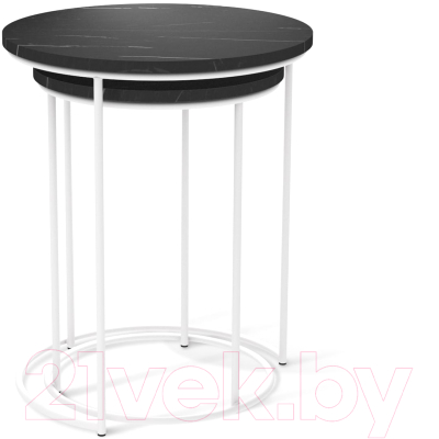 Комплект журнальных столиков Sheffilton SHT-CT7 (камень пьетра черный/белый муар)