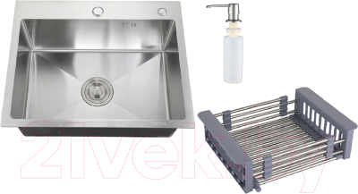Мойка кухонная РМС MR-5050 (корзина раздвижная и дозатор врезной) - фото