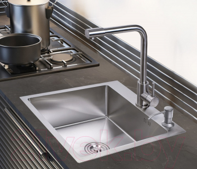 Мойка кухонная РМС MR-5050 (корзина раздвижная и дозатор врезной)