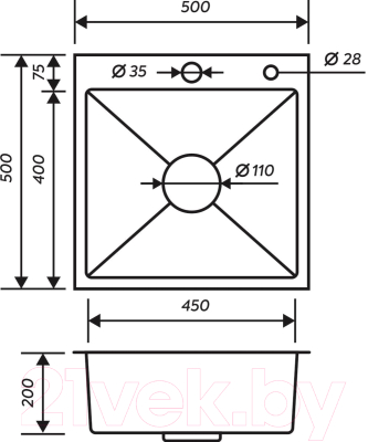 Мойка кухонная РМС MR-5050 (корзина раздвижная и дозатор врезной)