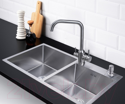 Мойка кухонная РМС MR-7843 (корзина раздвижная и дозатор врезной)