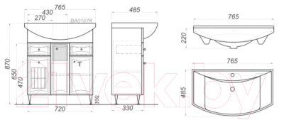 Тумба с умывальником Aqwella Барселона / BA0107K