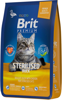 Сухой корм для кошек Brit Premium Cat Sterilized Duck & Chicken / 5049837 (8кг) - фото