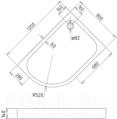 Душевой поддон Gemy ST18 R