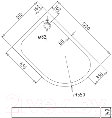 Душевой поддон Gemy ST20 L